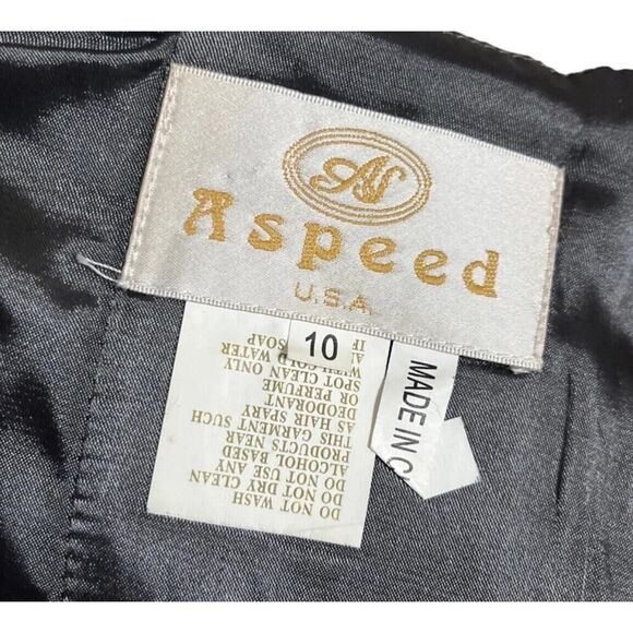 Aspeed Vtg USA Made Mini Dress Metallic Silver Formal Party Rhinestone Bow US 10 - Picture 8 of 11